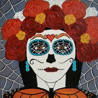 Day of the Dead - Her Monarch Guide - Original Painting 12x16