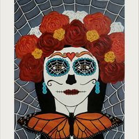 Day of the Dead - Her Monarch Guide - Original Painting 12x16