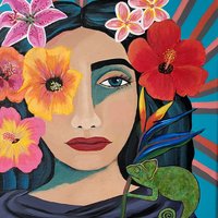 Laka - Hawaiian Goddess of Beauty and the Hula Dance - Original Painting with Tropical Flowers