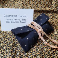 Conjuring Crone - OOAK Clay Sculpted Poppet with Fabric Pouch