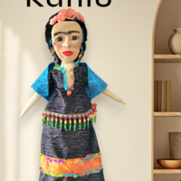 Frida Kahlo OOAK Art Doll - Cloth and Clay Wall Art