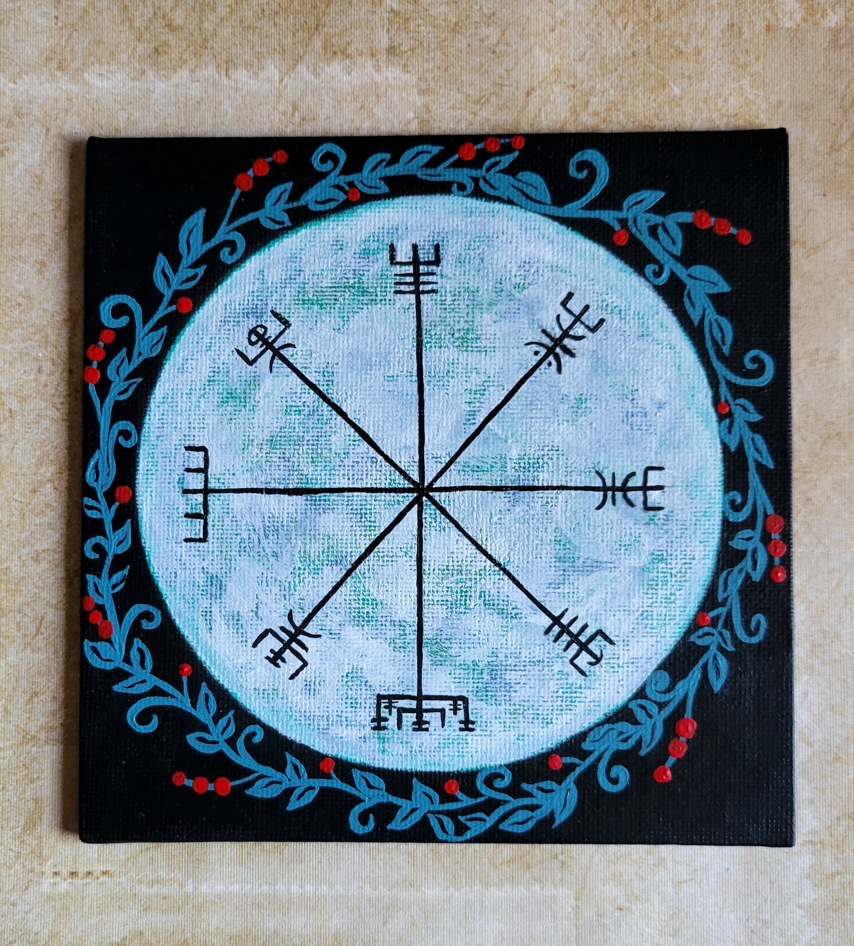 Vegvisir - Original Painted Canvas Panel 6x6