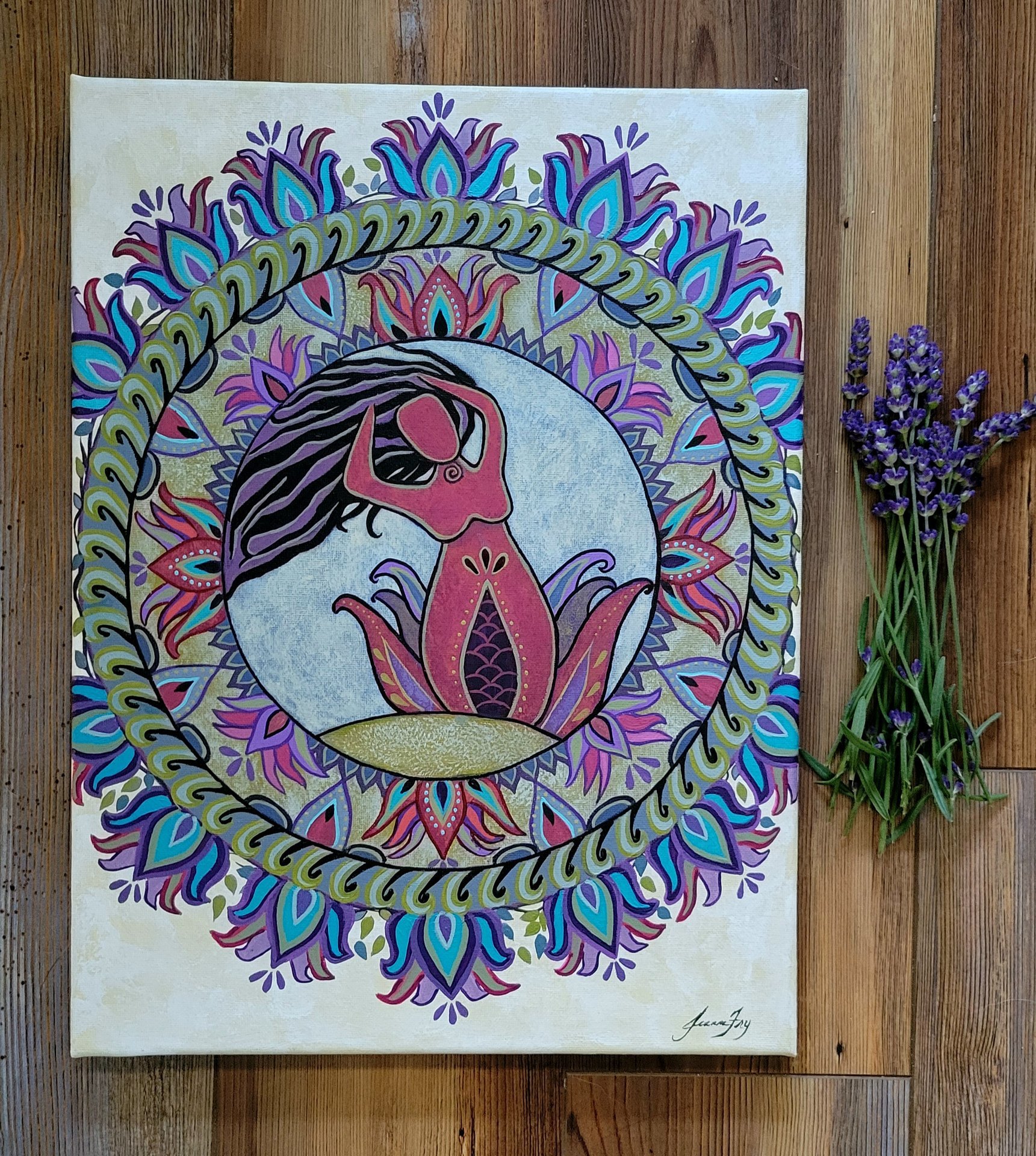 Floral Goddess Wall Art - Original Canvas Painting 12x16