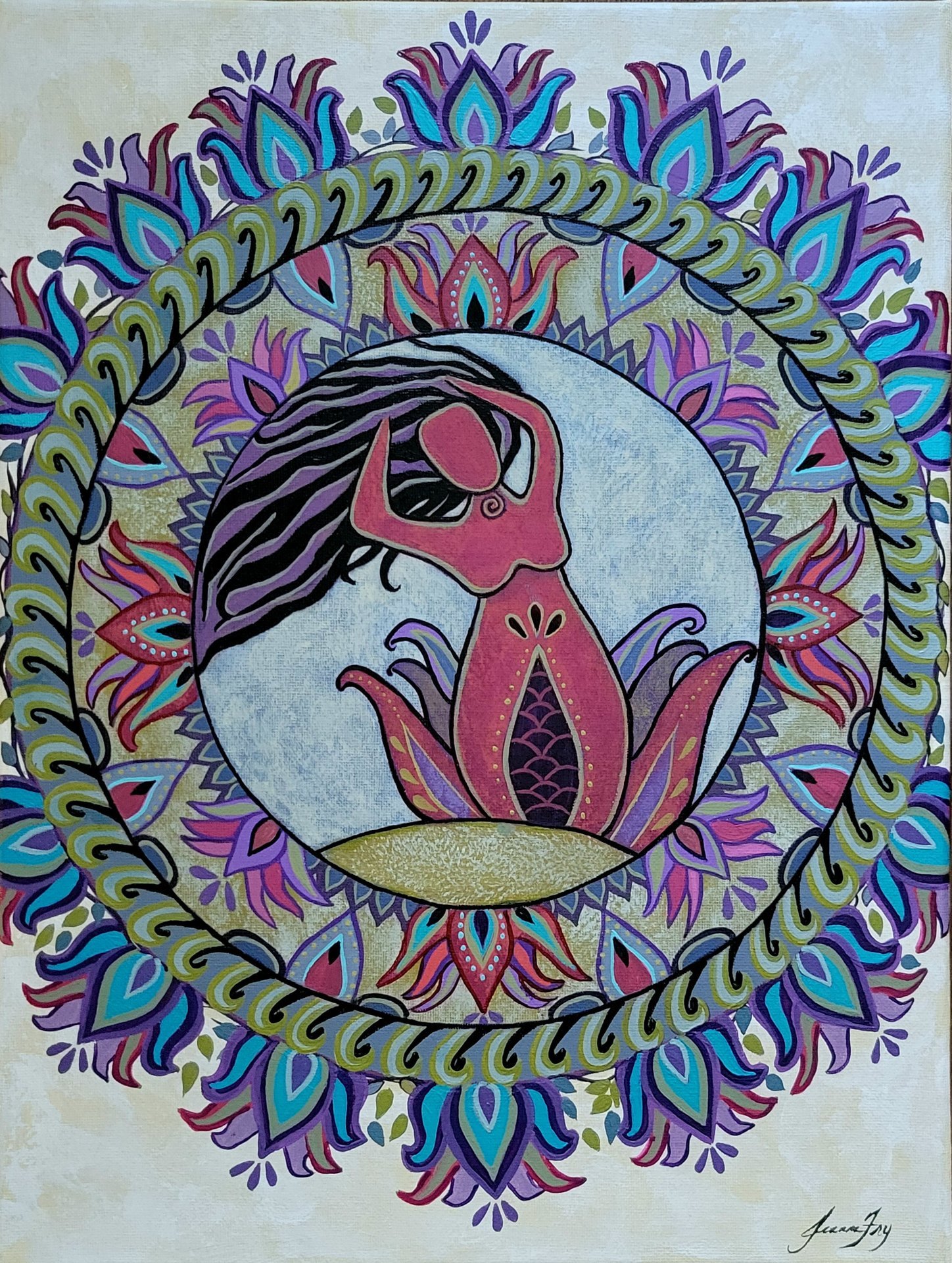 Floral Goddess Wall Art - Original Canvas Painting 12x16