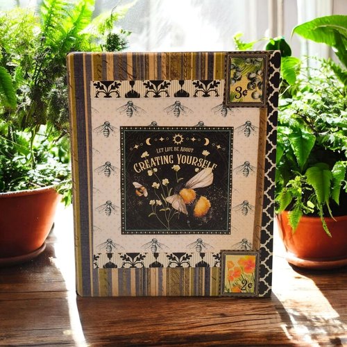 Botanical Nature Celestial Bee Altered Cigar Box - Tarot Crystal Storage 