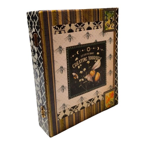 Botanical Nature Celestial Bee Altered Cigar Box - Tarot Crystal Storage 