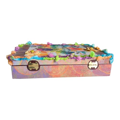 Floral Nature Altered Cigar Box - Crystal or Tarot Storage 