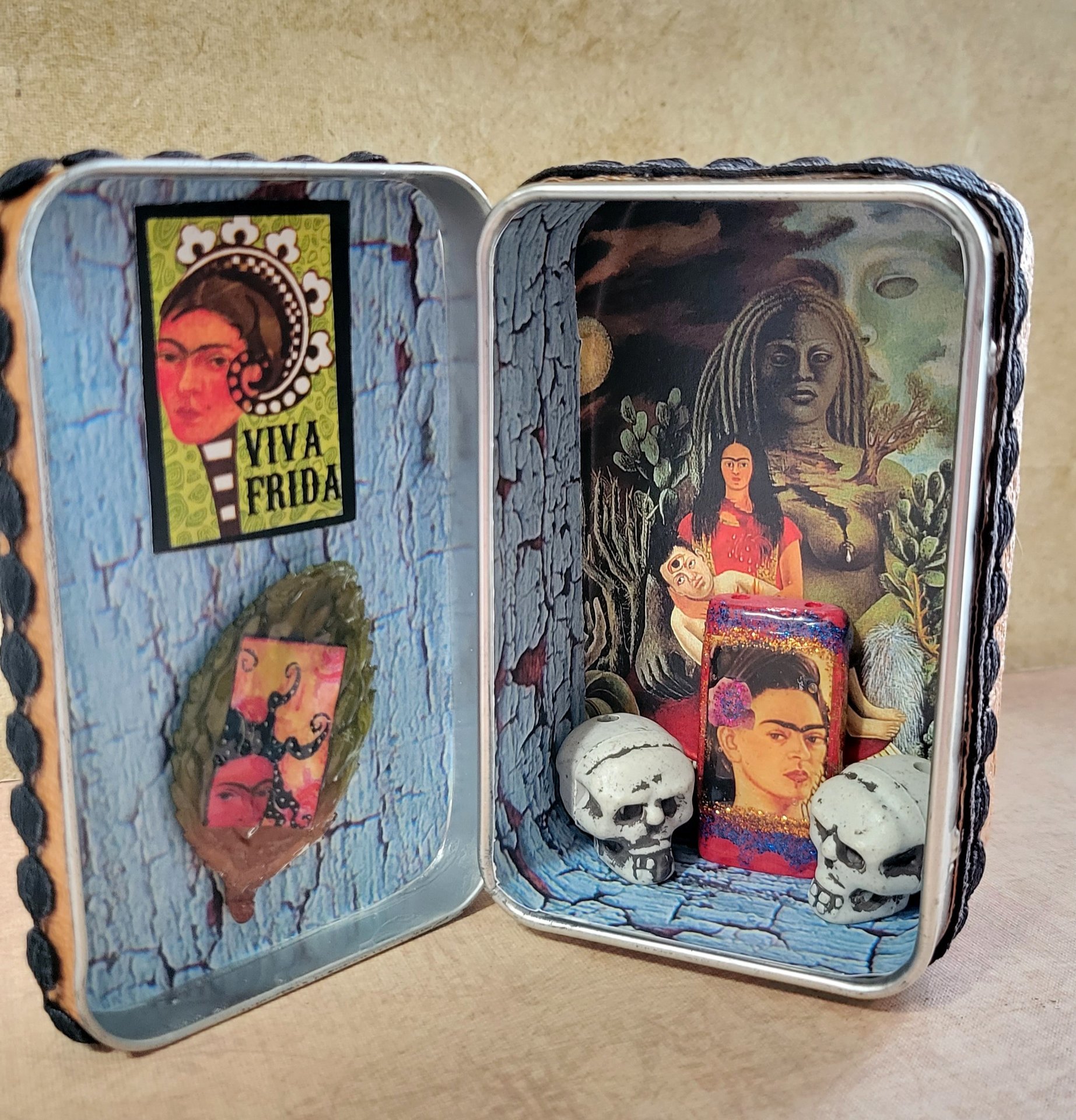 Frida Kahlo -  Mixed Media Miniature Shrine  - Altered Box