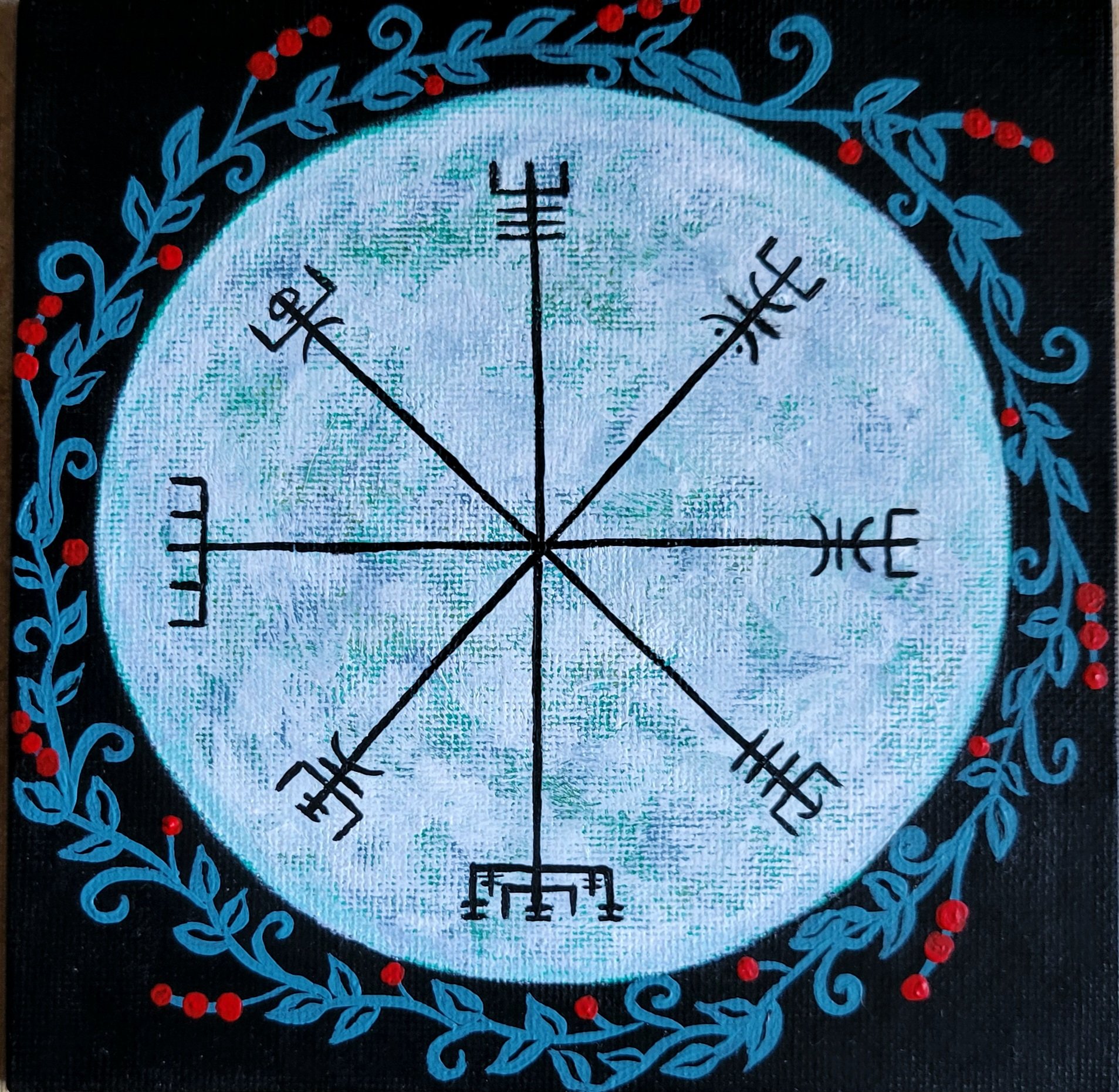 Vegvisir - Original Painted Canvas Panel 6x6