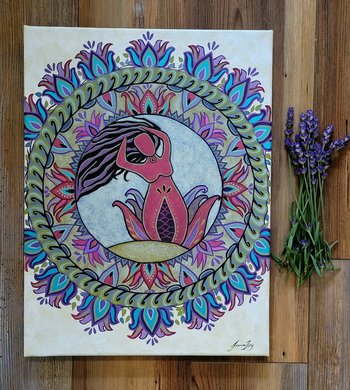 Floral Goddess Wall Art - Original Canvas Painting 12x16