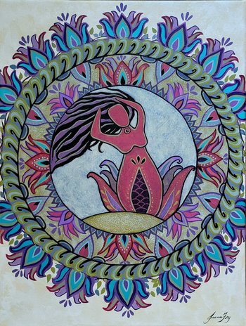 Floral Goddess Wall Art - Original Canvas Painting 12x16