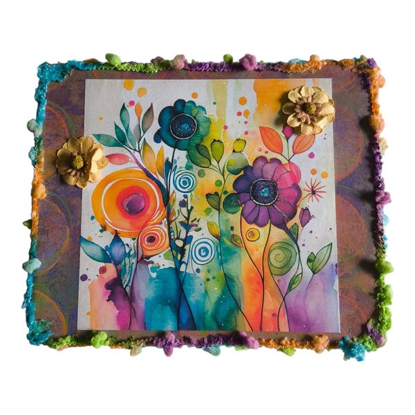 Floral Nature Altered Cigar Box - Crystal or Tarot Storage 