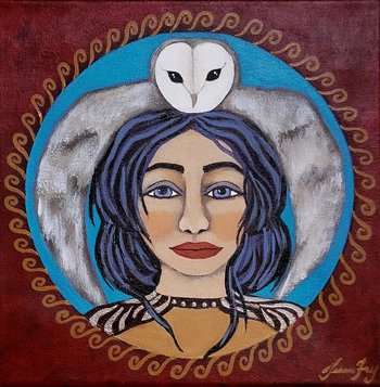 Minerva and her Owl - Original Painting 10x10